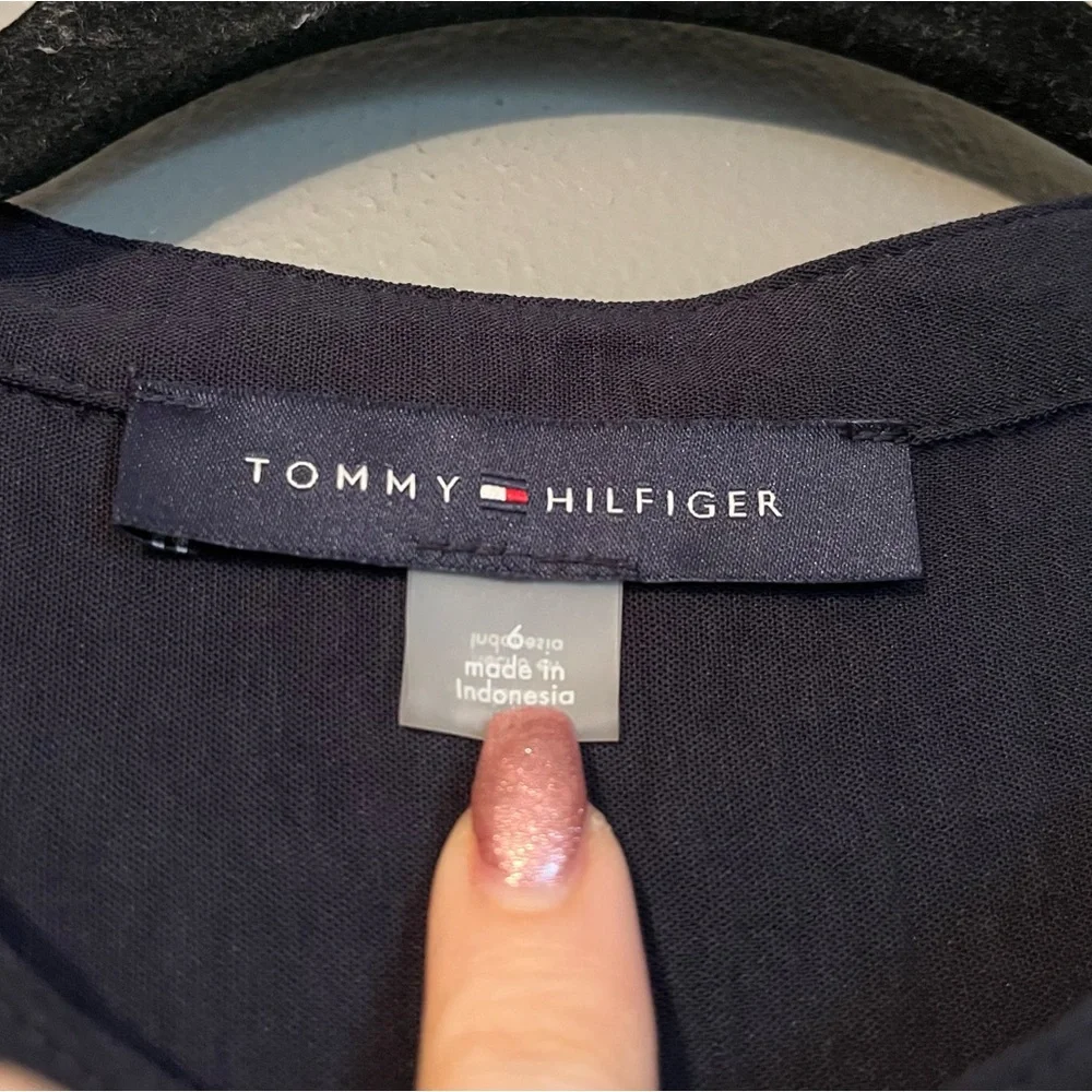 NWOT Tommy Hilfiger Sz 6 Womens Black Long Sleeve Drawstring Shirtdress Ret $129